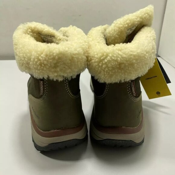 NEW EDDIE BAUER  Rainier Mid Boots Size 8M Waterproof Ankle Warm Green Leather - Picture 5 of 8